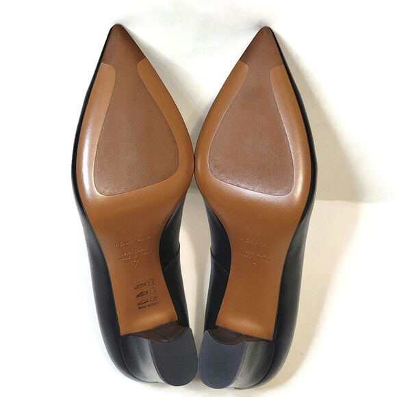 Aquatalia Black Leather Peony Pointed Toe Pumps Made in Italy Office Career 7 - Picture 11 of 15